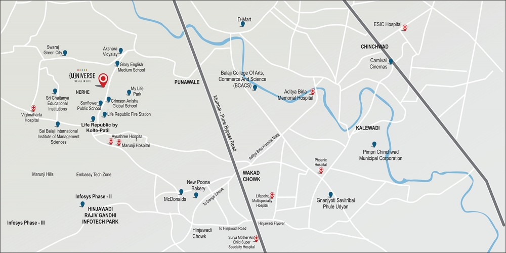 Kolte Patil Life Republic Universe Pune-life republic universe map.jpg